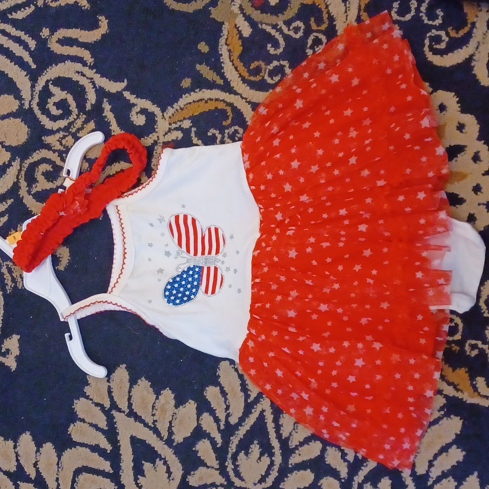 Toddler girls 4th of July themed one piece dress/oneself, 12 months